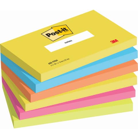 Foglietti riposizionabili Post-it® Notes Energy 76x127 mm neon assortiti conf. 6 blocchetti da 100 ff - 655-TFEN
